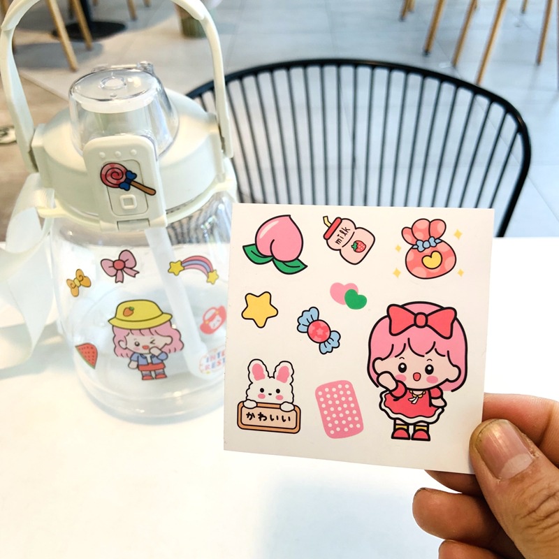 Combo 10 hình dán sticker cute chống thấm nước dễ thương dán mũ bảo hiểm xe laptop vali sổ bình nước