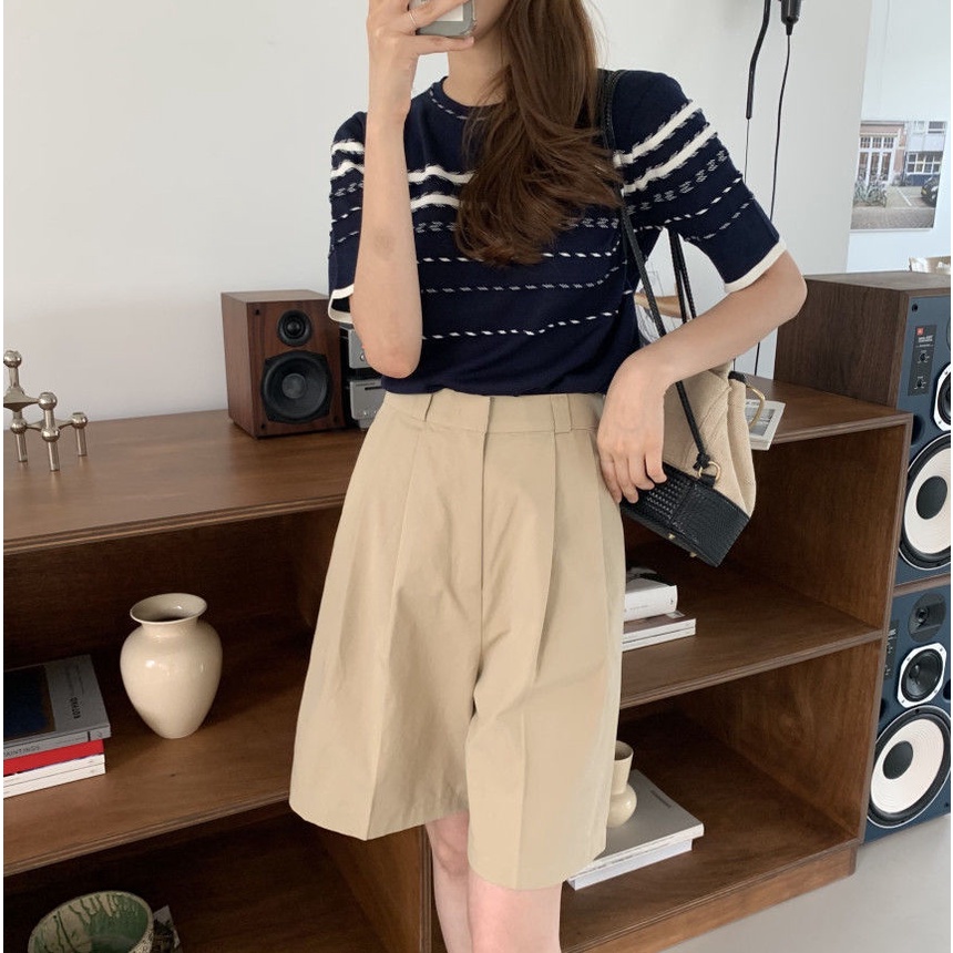 Áo Len Ngắn Tay Cổ Tròn Thiết Kế Mới Thời Trang Dành Cho Mùa Hè