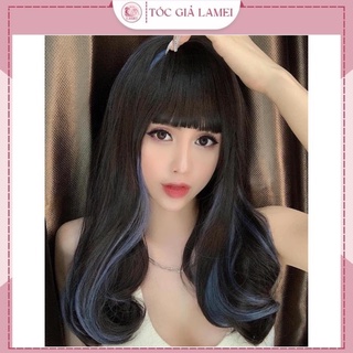 Tóc giả nữ nguyên đầu❤️FREESHIP❤️Tóc cả đầu light xanh xoăn đuôi 8242