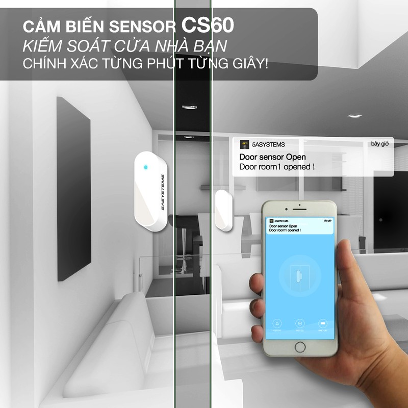 WIFI Door Magnetic Cảm Biến Cửa Điều Khiển Bằng App Giọng Nói Tiếng Việt , Tiếng Anh - Home and Garden