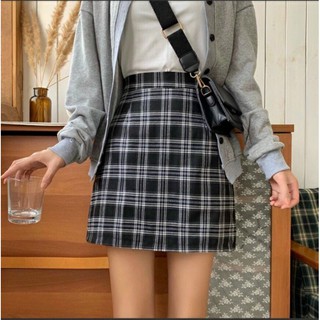 Chân váy chữ A sọc Caro cạp cao vải đẹp (lưng thun phía sau)