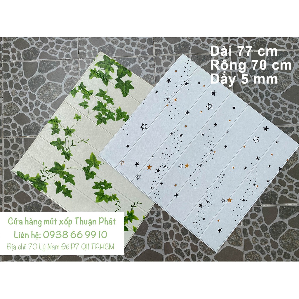 Xốp dán tường 3D trang trí hình lá và sao