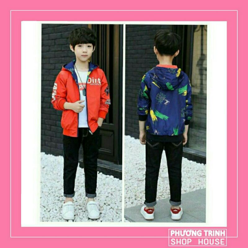 ( HÀNG Order) ÁO GIÓ BOMBER 2 MẶT BÉ TRAI SIZE ĐẠI