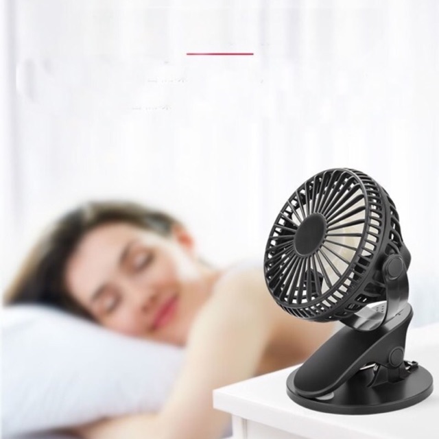 Quạt kẹp bàn, kẹp xe đẩy cho em bé 360 độ