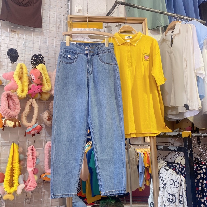 Quần jean bò ống rộng xuông nam nữ jeans cao cấp phong cách Hàn Quốc sành điệu style năm 2021