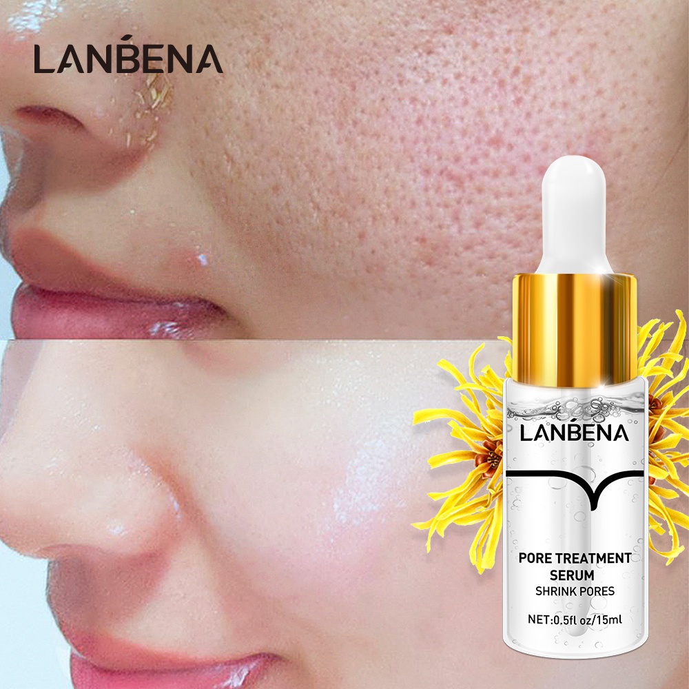 Serum LANBENA Vitamin C trắng da Axit Hyaluronic giảm mụn se khít lỗ chân lông tinh chất vàng 24K chống lão hóa 15ml