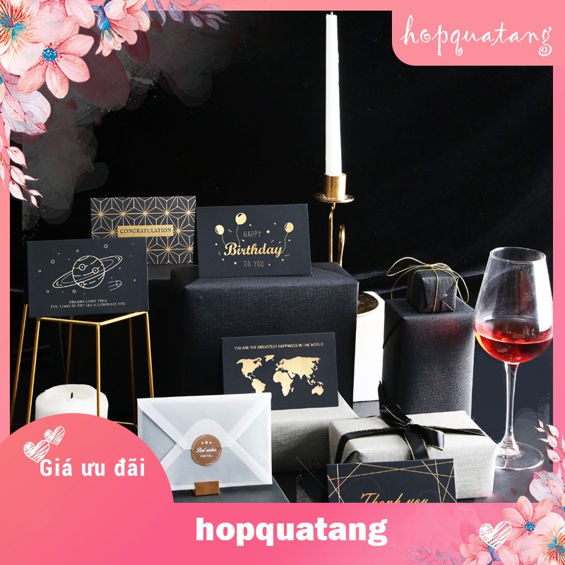 Thiệp Kèm Thư Nhãn Dán Màu Đen Sang Trọng Thiệp Để Hộp Quà Tặng