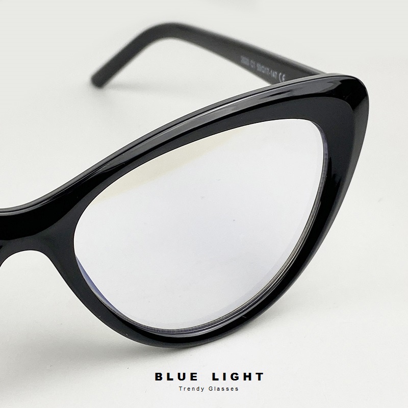 Gọng Kính Cận, Kính Mắt Giả Cận Mắt Mèo Cao Cấp  Đen, Cam Trong Suốt - BLUE LIGHT
