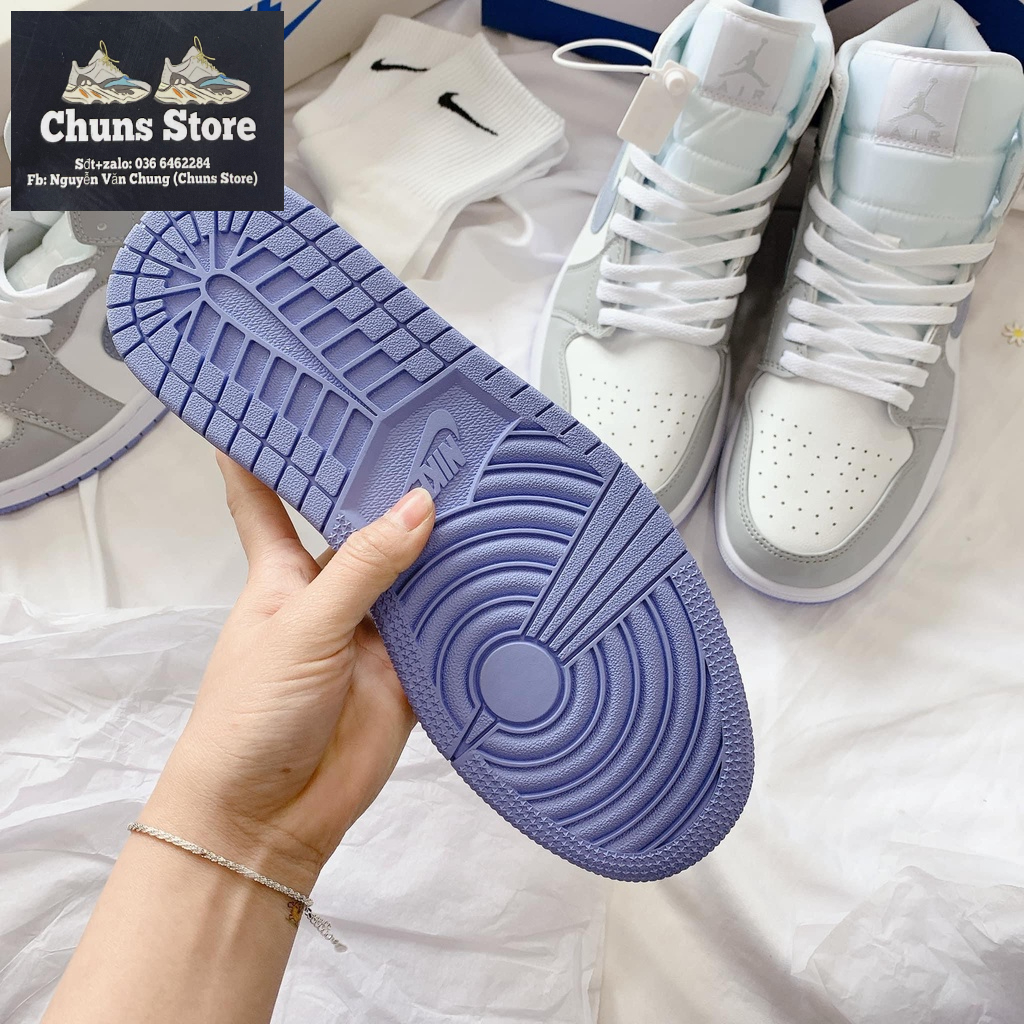 Giày Jordan grey wolf cổ cao xám đế xanh cao cấp giày thể thao nam nữ CT SHOE Jodan 1 hight mới