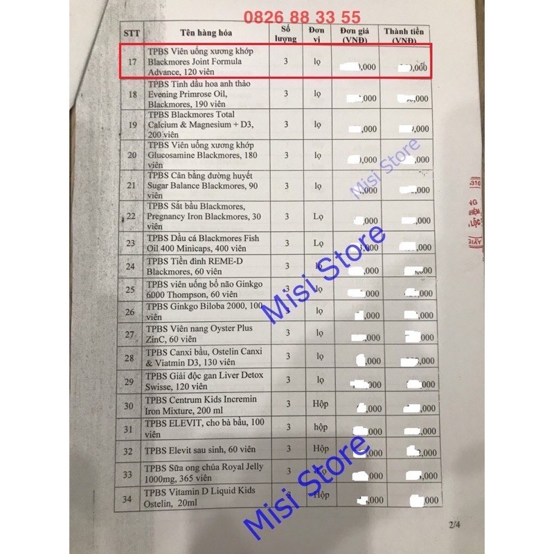 Glucosamin 120v cho người bị thoái hoá khớp loại cao cấp- Blackmore joint advance