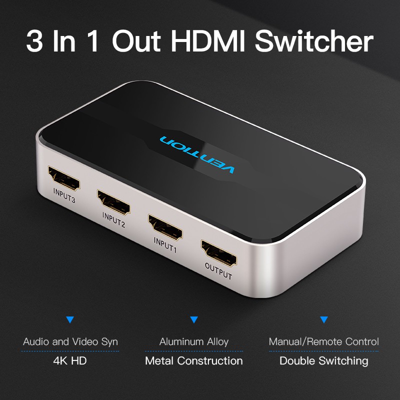 Bộ Chia VENTION 3 Cổng Hdmi 4k 2k Hdmi 1080p 3d Cho Xbox 360 Ps4 Ps3 Hdtv