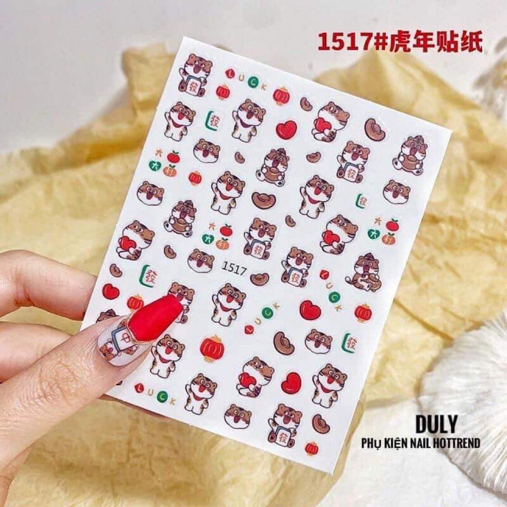 stick dán tết hình con hổ, dạ kẻ caro , hình dễ thương mới nhất năm 2023