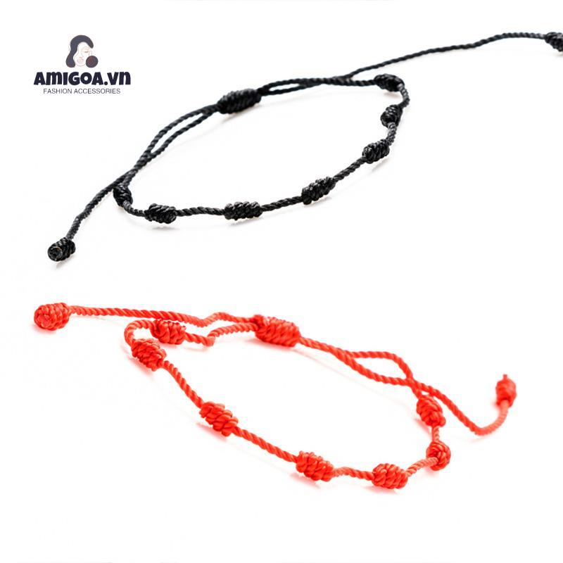 Vòng Đeo Tay Bện Dây Đỏ Bảy Phần Bảy Thắt Nút