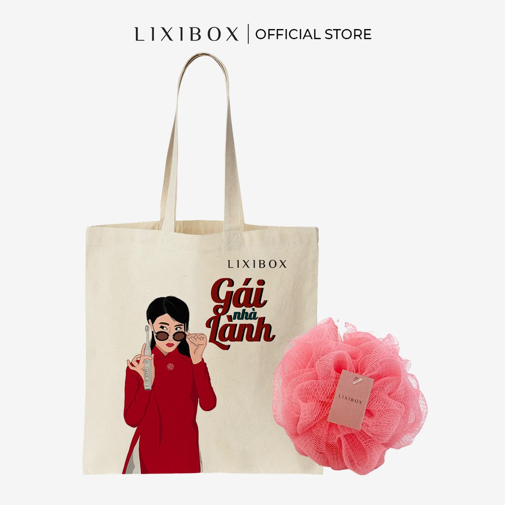 [HB GIFT] Túi tote Gái Nhà Lành và Bông tắm Lixibox