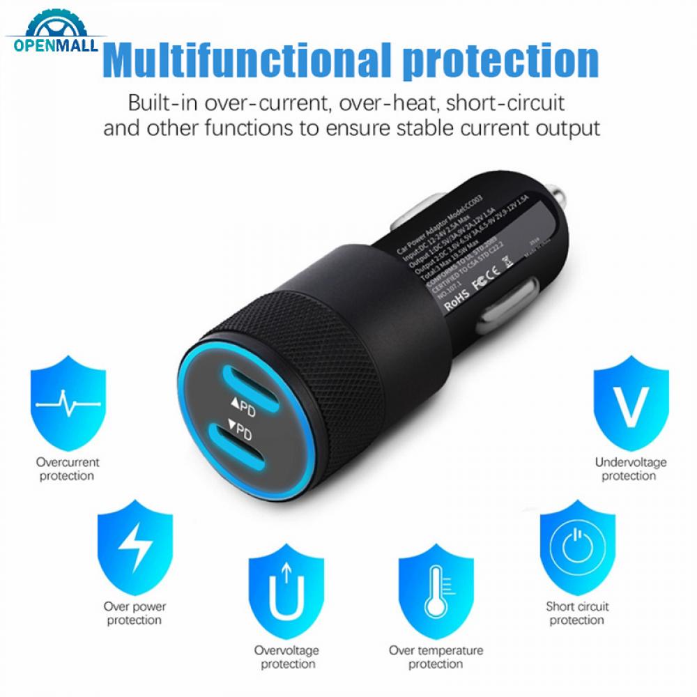 Tẩu Sạc 40W Dual PD 2 Cổng 20W+20W USB Type C Sạc Nhanh Cho Android Ios