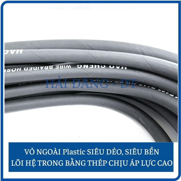 Dây rửa xe áp lực cao lõi thép 10, 15, 20m, Dây rửa xe bố thép ren 22mm (Loại Tốt)