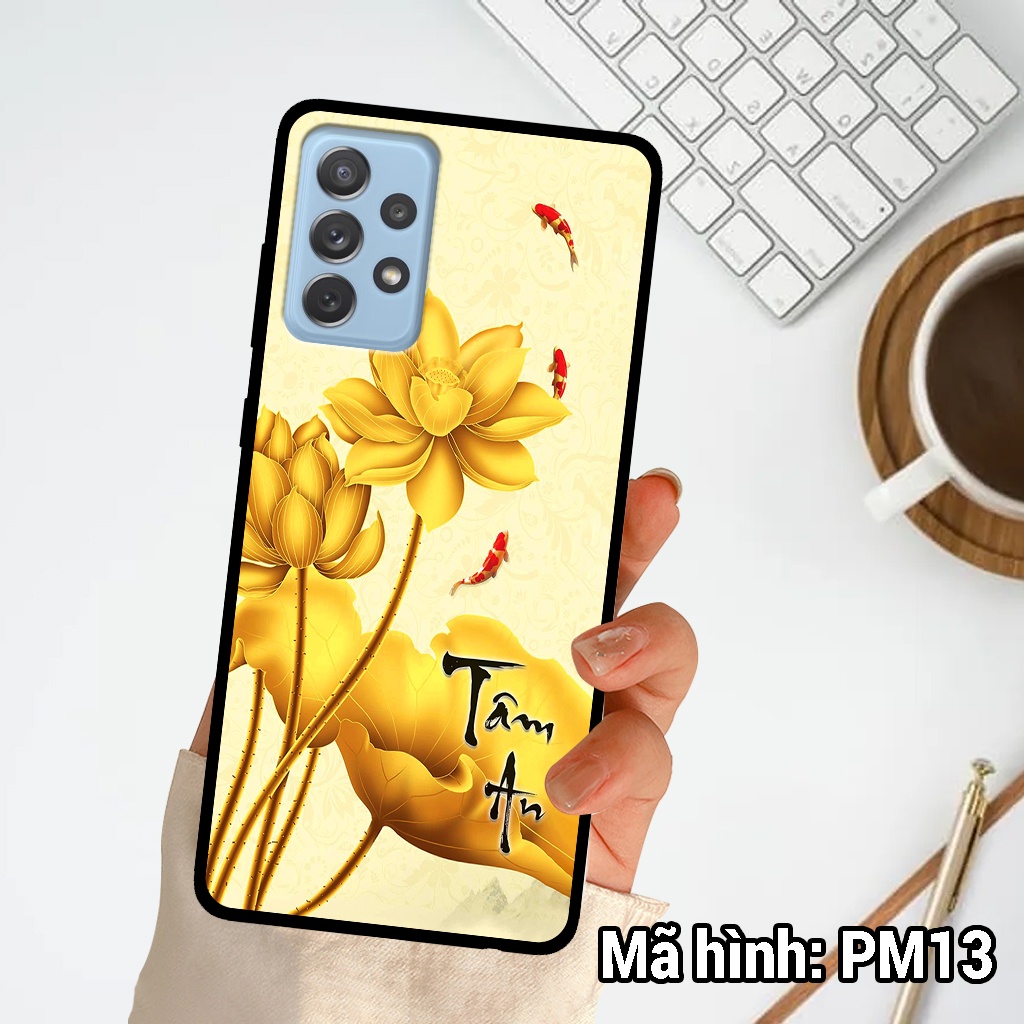 Ốp điện thoại Samsung A32/A52/A72 chất liệu KÍNH tráng gương in hình hoa sen phong thủy ,ốp lưng bền đẹp