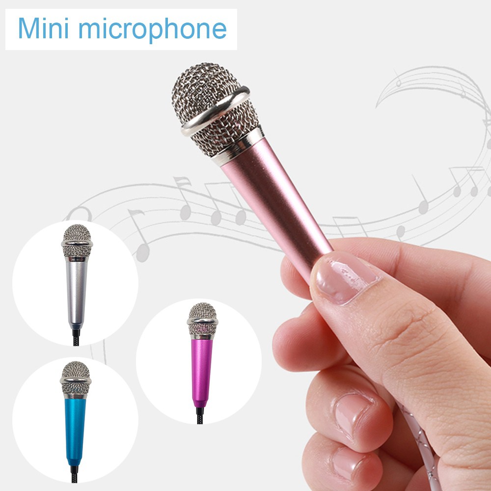 Điện thoại di động Mini 3.5mm Microphone Dây bện Tai nghe KTV Âm nhạc Hát Loa