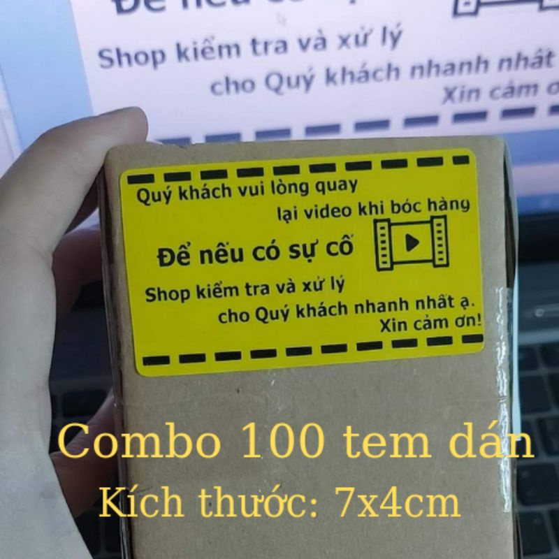 Combo 100 tem dán quay video kích thước 7x4cm phù hợp gói hàng nhỏ