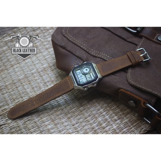 Dây đồng hồ da bò cho Casio AE1200 WHD (Tặng kèm khoá + cây thay dây )