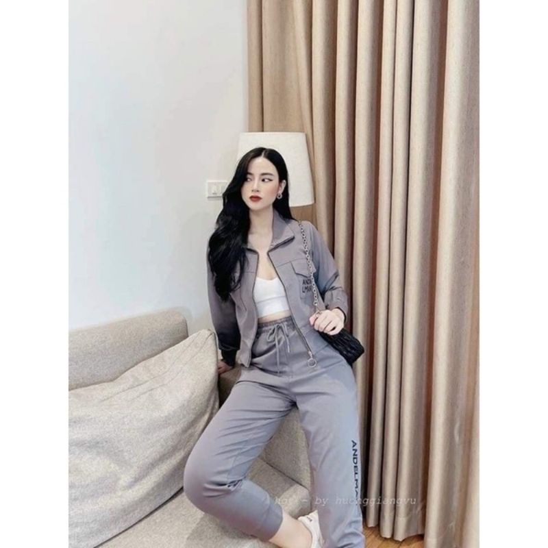 Đồ bộ nữ thu đông dài tay kiểu dáng thể thao chất liệu umi dày dặn,