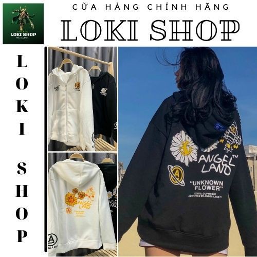 Áo Khoác Hoodie Nỉ Không Xù lông Dành Cho Nam Cho Nữ LOKI SHOP Có Mũ Chất Nỉ Form rộng in hình Angel Land Đôi Unisex | BigBuy360 - bigbuy360.vn