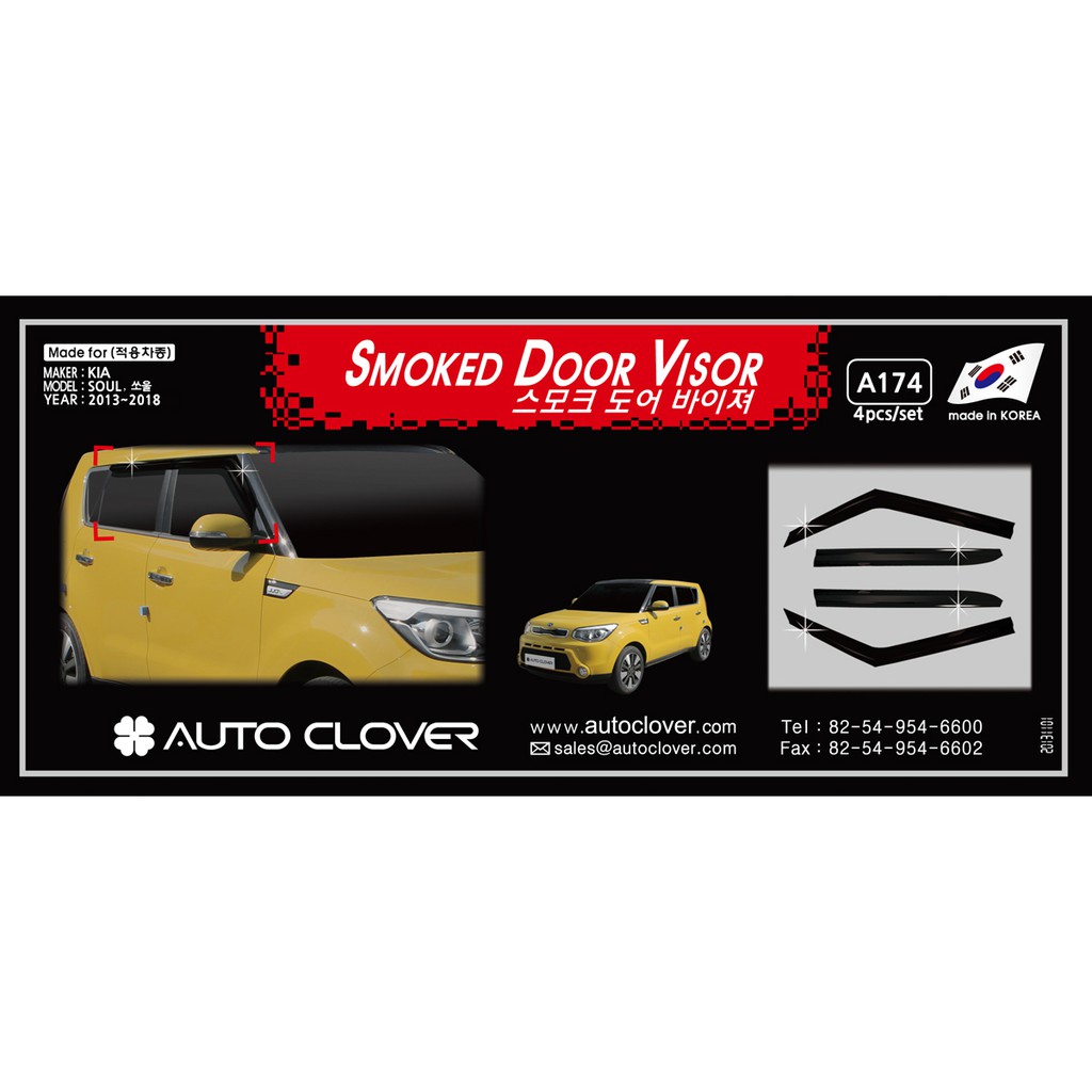 Vè che mưa Kia Soul Mẫu đen bóng 4 Chi Tiết Hàng AutoClover Hàn Quốc