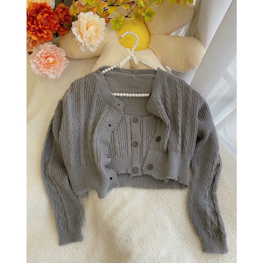 Áo khoác Cardigan Nữ Sét len 2 món Quảng Châu Cao Cấp Loại 1 Bao xịn xò  Chuẩn mã hót girl bao xinh