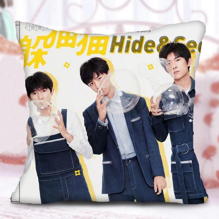 Gối TFBoys Vương Tuấn Khải Vương Nguyên Dịch Dương Thiên Tỷ 30x30 gồm cả vỏ và ruột