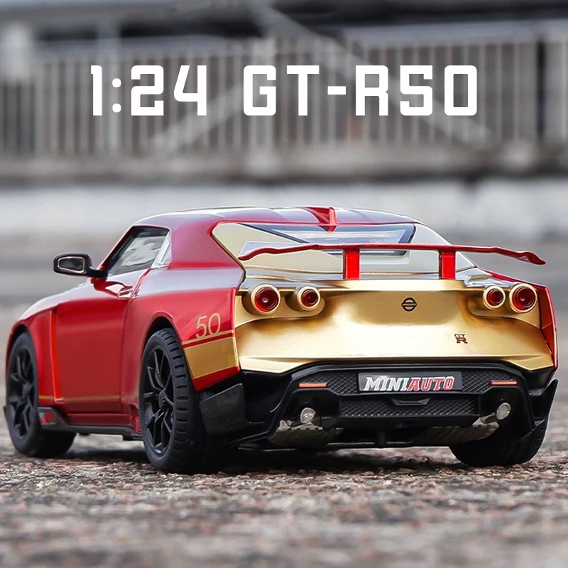 Mô Hình Xe Hơi Nissan GT-R50 Tỉ Lệ 1: 24 Bằng Hợp Kim Có Đèn Và Nhạc Cho Bé Trai