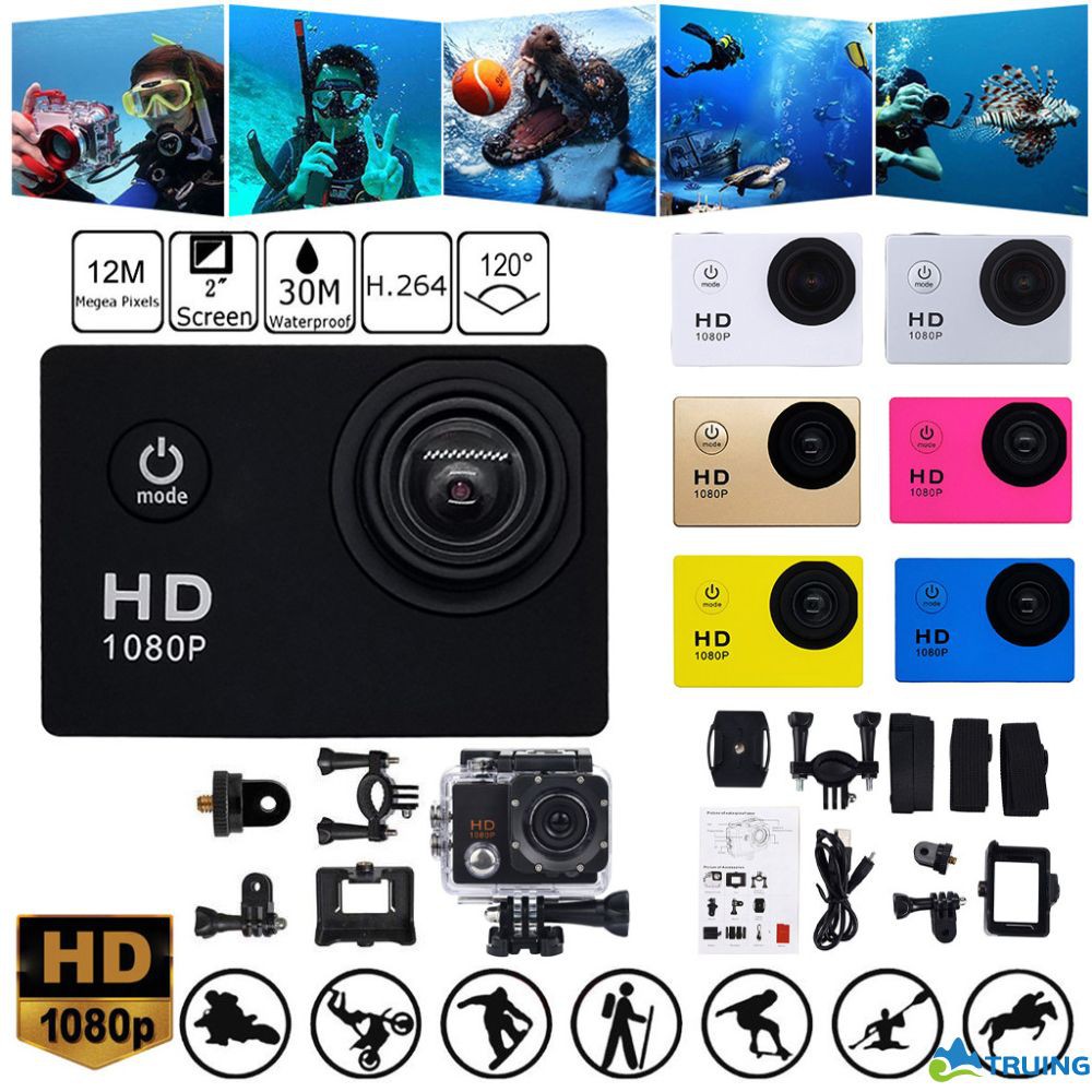 Camera Hành Trình Thể Thao Chống Nước 12mp Hd 1080p 32gb