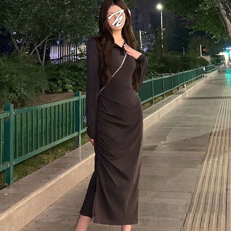 COZOK Váy polo Tay Dài Form Ôm Xẻ Tà Hợp Thời Trang