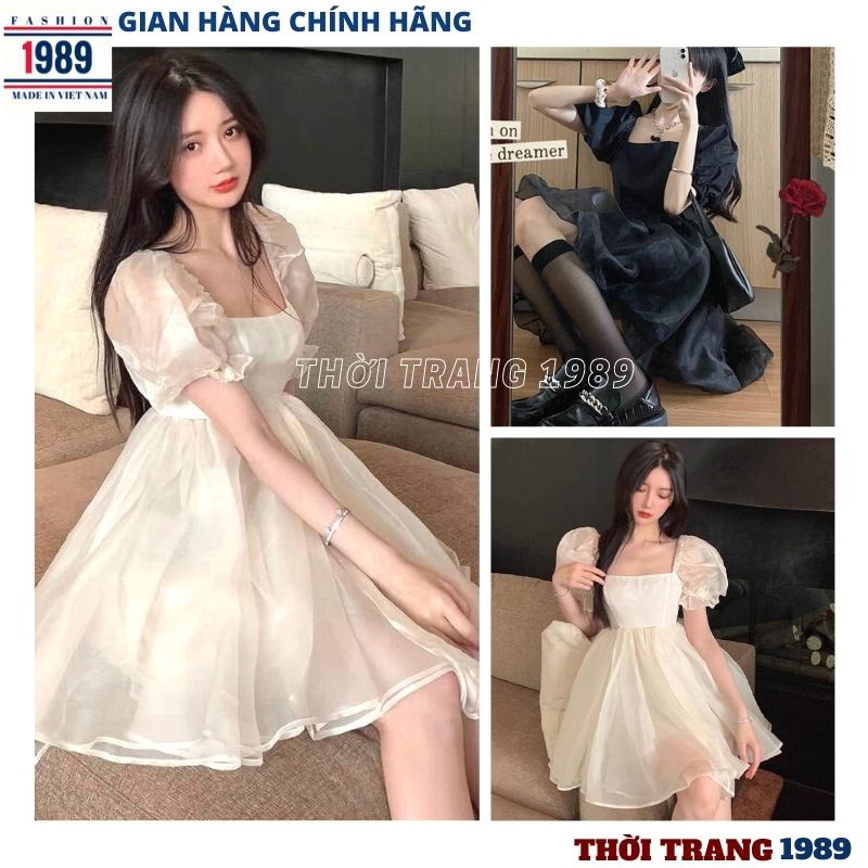 Váy babydoll công chúa voan 2 lớp có mầu đen và trắng ,đầm dự tiệc dễ thương cực xinh và kute tiểu thư bánh bèo -HER1989