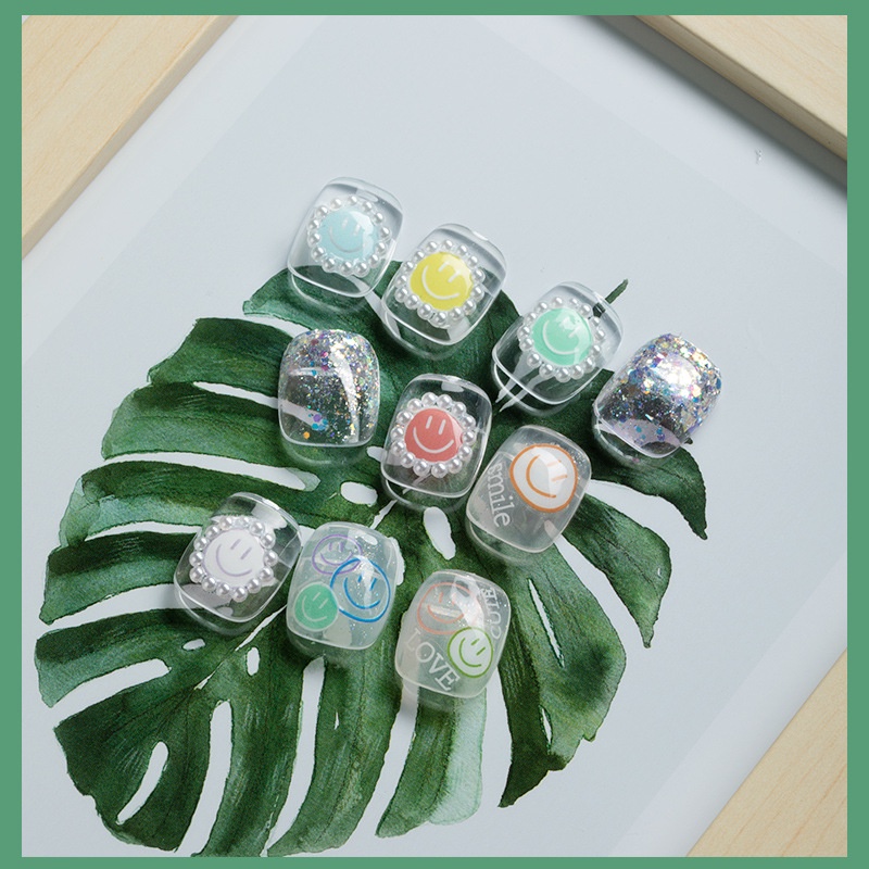 [Hàng mới về] Tờ miếng dán trang trí móng tay nghệ thuật decal hình mặt cười 3D hoạt hình đáng yêu thời trang mùa hè