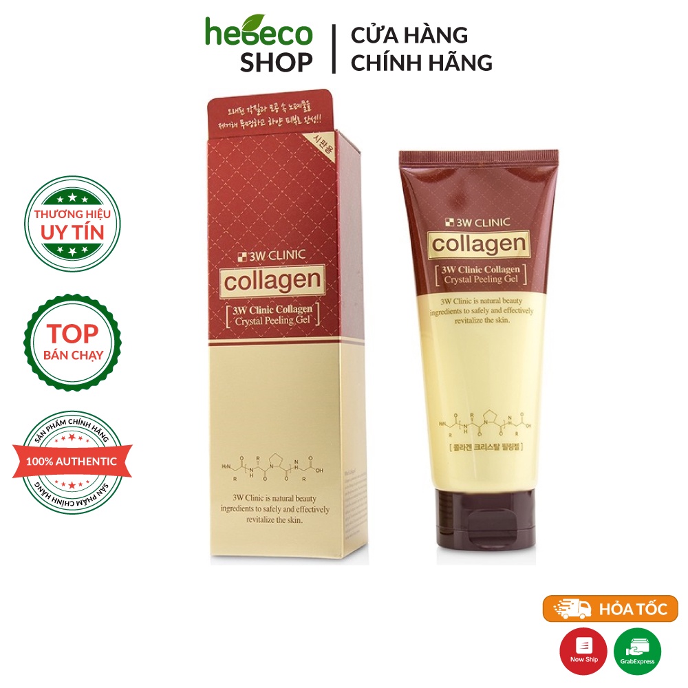 Tẩy tế bào da làm sạch sâu chiết xuất từ Collagen 3W CLINIC COLLAGEN CRYSTAL PEELING GEL 180ml - Hàn Quốc Chính Hãng