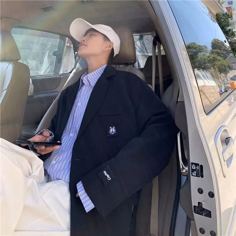 ÁO KHOÁC BlAZER FORM RỘNG T-A-N phong cách Hàn Quốc AV02 thời trang unisex size nam nữ dể phối đồ màu den thêu