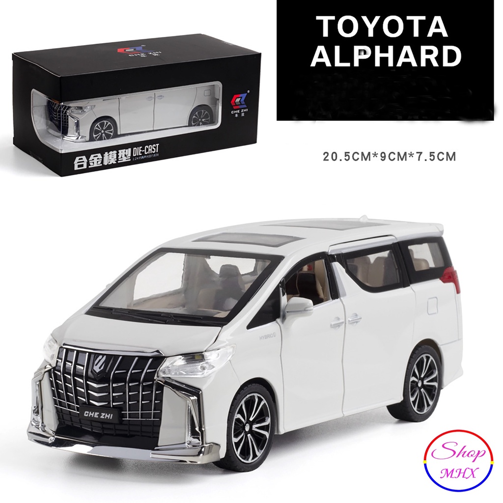 Xe mô hình sắt Toyota Alphard TẶNG KÈM BIỂN SỐ tỉ lệ 1:24 CheZhi 2 màu