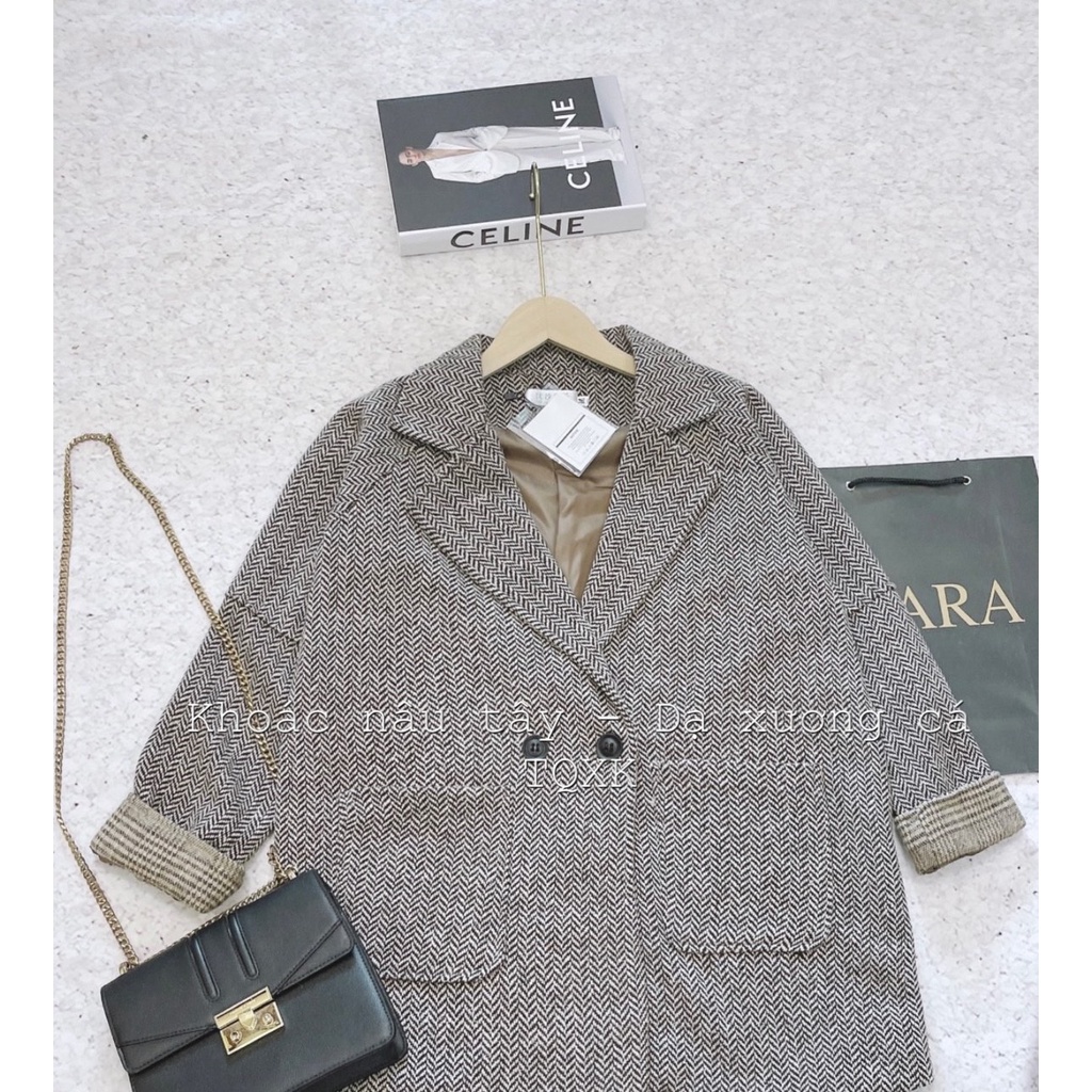 Áo khoác dạ, kẻ ca rô phong cách Hàn Quố dáng dài có lớp lót, dày dặn | BigBuy360 - bigbuy360.vn