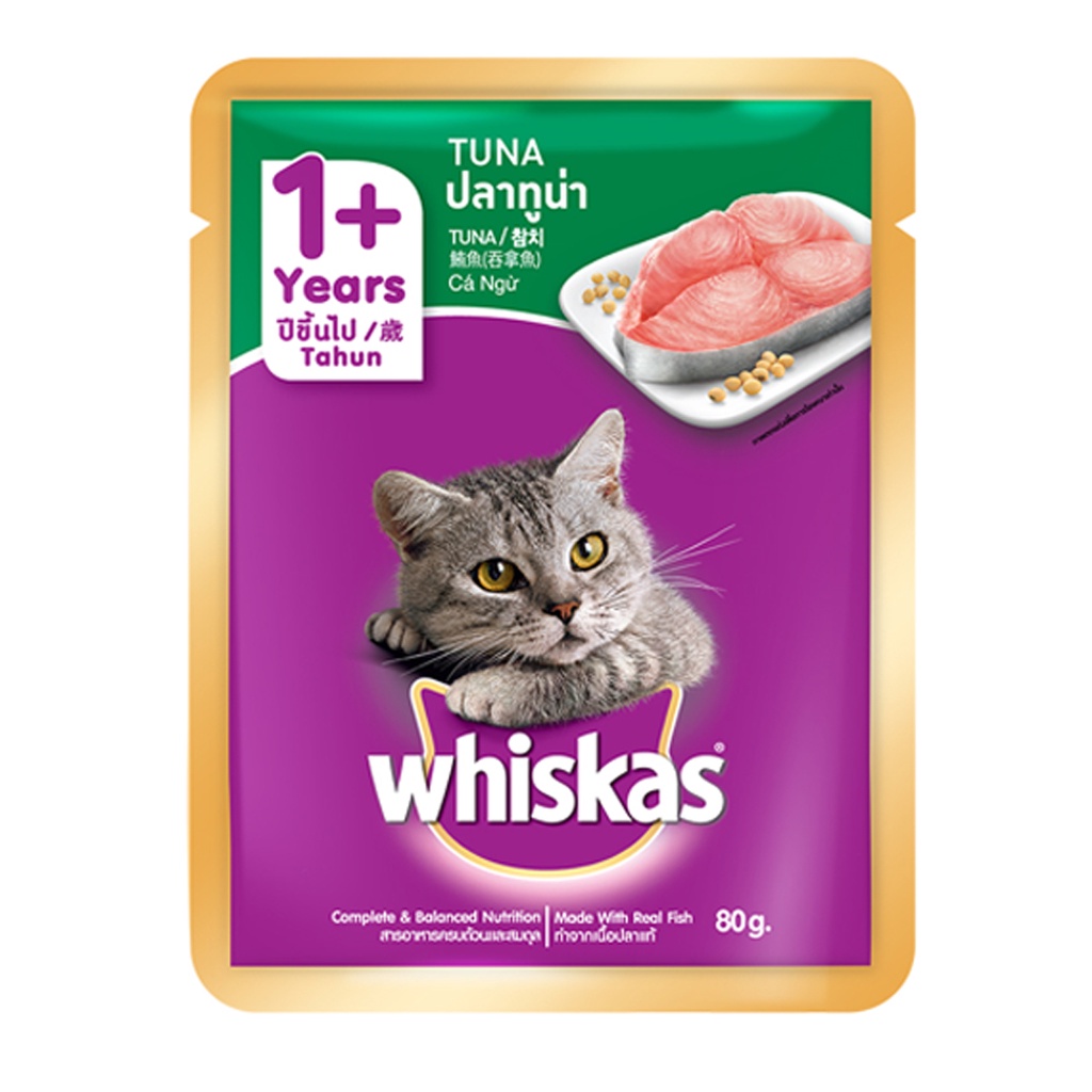 Thức ăn mèo Whiskas vị cá ngừ dạng túi 80g