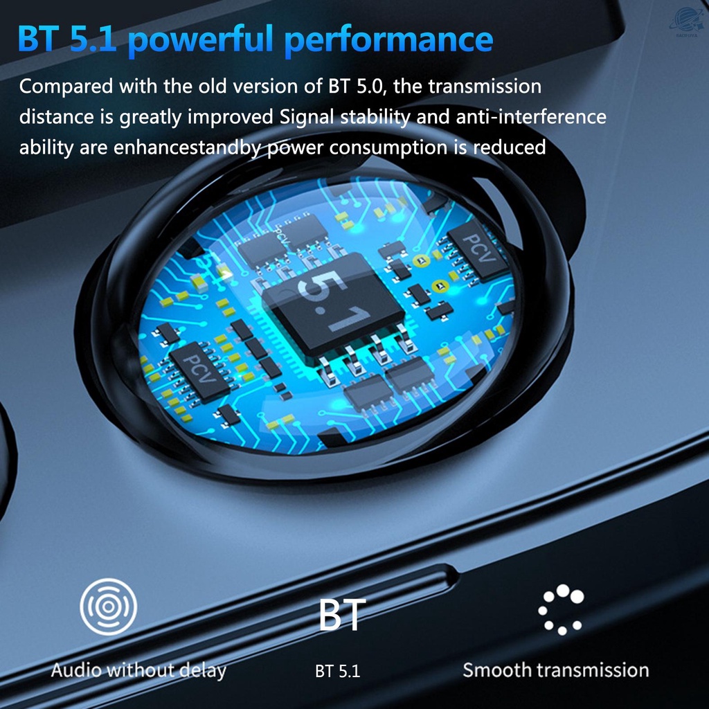 BF M9 TWS BT5.1 Wireless Headphones High-definition Mirror Digital Display HiFi Sound IPX7 Waterproof