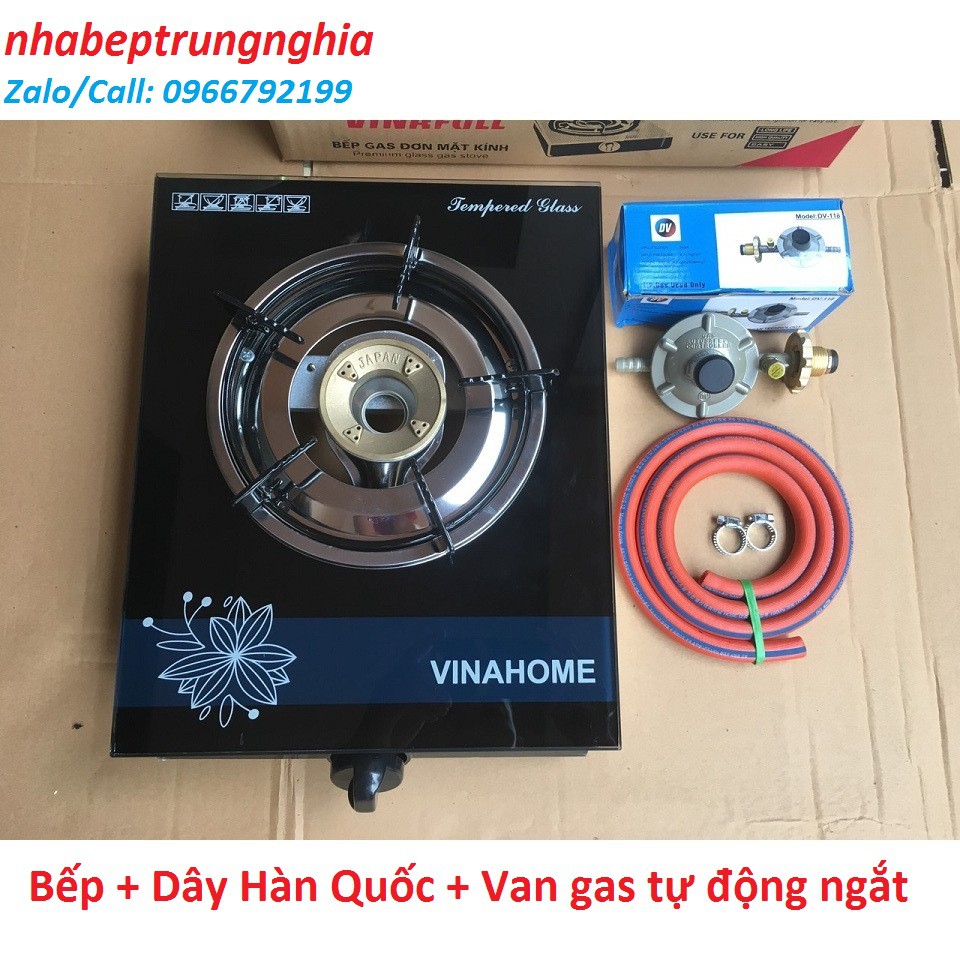 Bếp gas đơn kính VINAHOME và Dây Van Chính Hãng