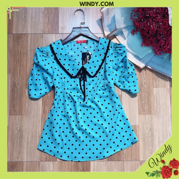 [ ẢNH THẬT] Áo sơ mi nữ chấm bi/ áo công sở nữ màu kem chất vải đẹp/ tay bồng chấm bi