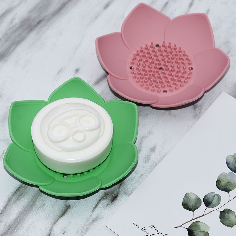 Bộ Khay Đựng Xà Phòng Bằng Silicone Có Rãnh Thoát Nước Tiện Dụng
