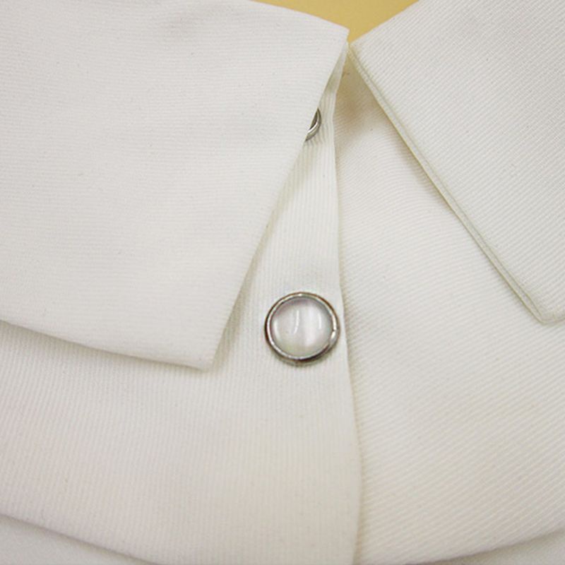 Áo Sơ Mi Cotton Cổ Búp Bê Màu Trắng Đen Phong Cách Vintage Cho Nữ