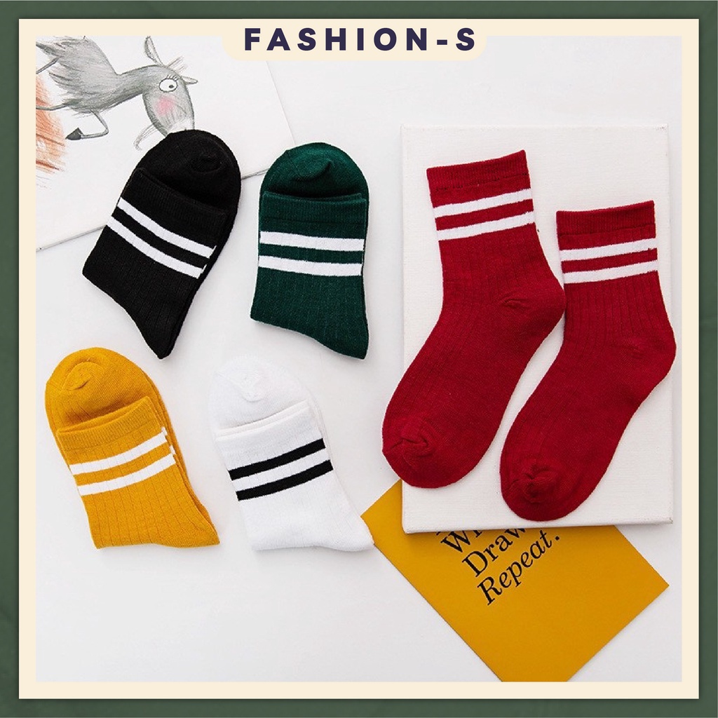 Tất cao cổ, tất cao cổ nữ, vớ cotton họa tiết sọc kẻ phong cách phong cách Hàn Quốc - FASHION S