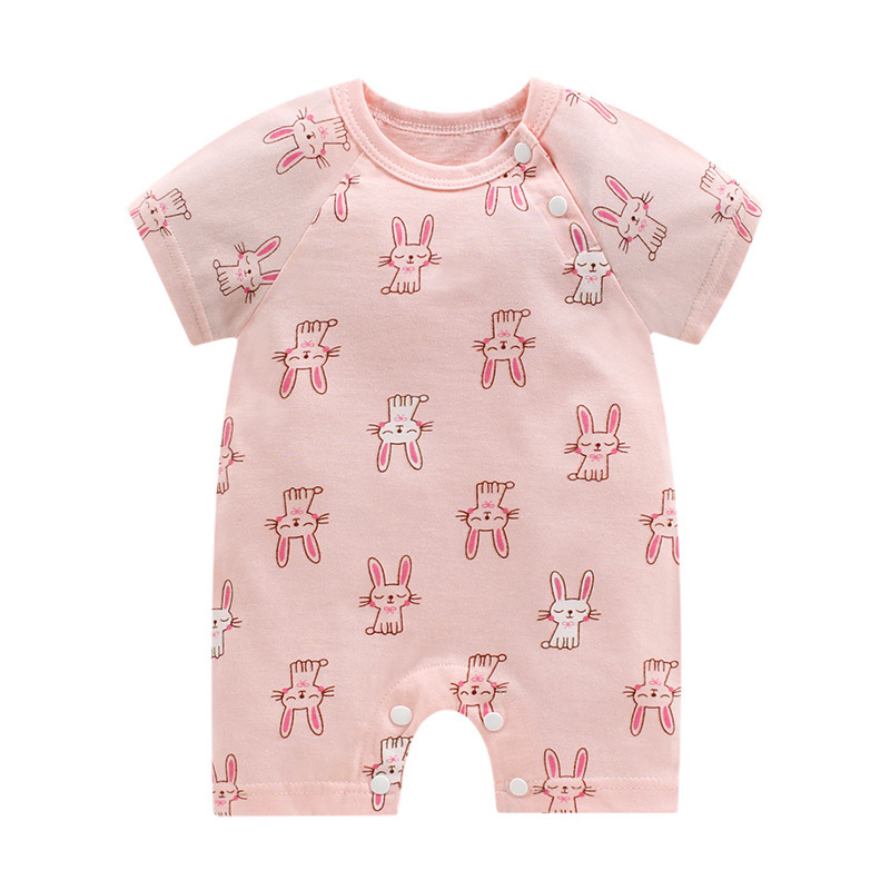 Áo liền quần tay ngắn chất liệu cotton dễ thương dành cho bé sơ sinh