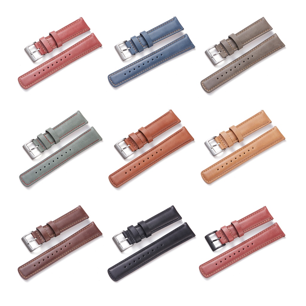 Dây Đeo Đồng Hồ Bằng Da Bò Thật Có Khóa Inox 20mm 22mm