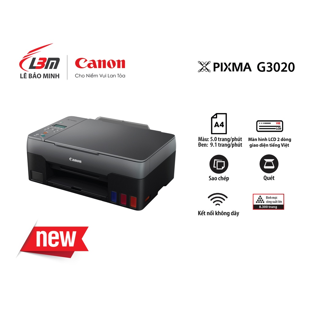 Máy In Phun Liên Tục Canon G3020 Đa Năng - WIFI
