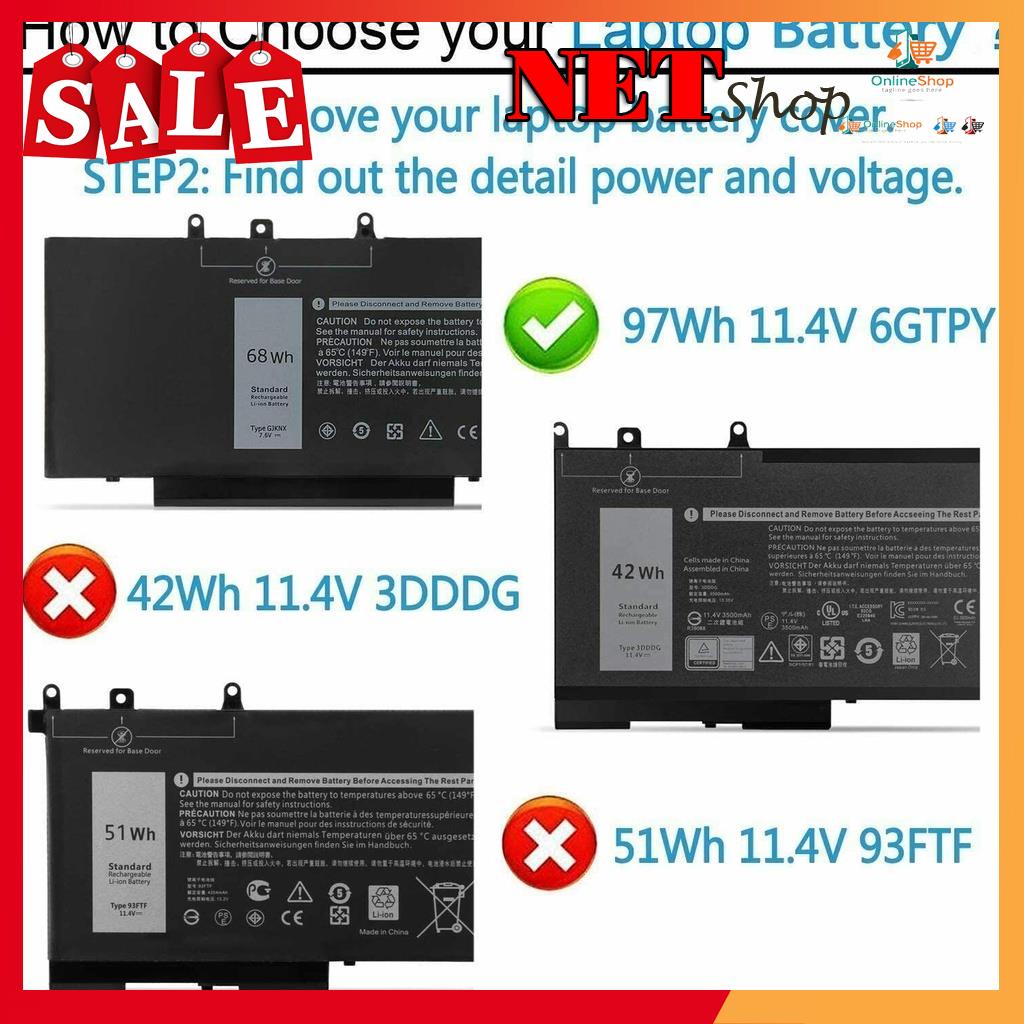 💖 Pin Laptop Dell Latitude E5480 5580 E5490 Precision 3520 GJKNX Battery 68Wh