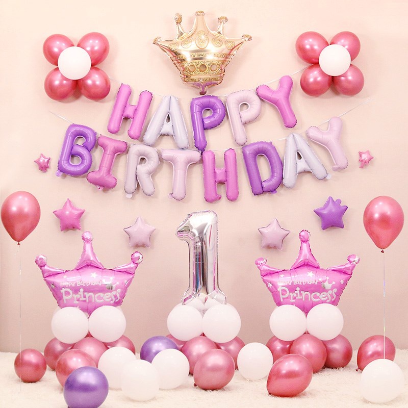 Bóng Hình Vương Miện Hồng/Xanh Trang Trí Sinh Nhật - K187
